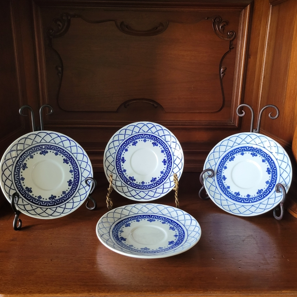 RARE BOMBAY BLUE & WHITE SAUCERS
